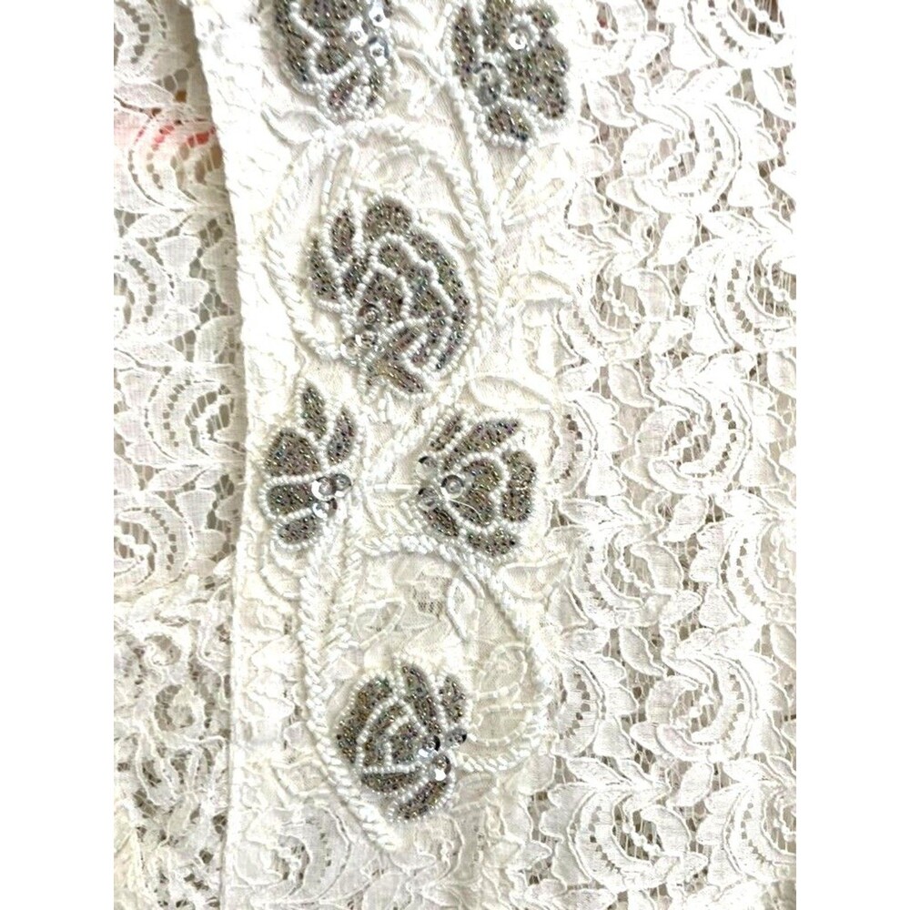 ANTICA SARTORIA 2024 WHITE LACE with silver beaded top size MED
